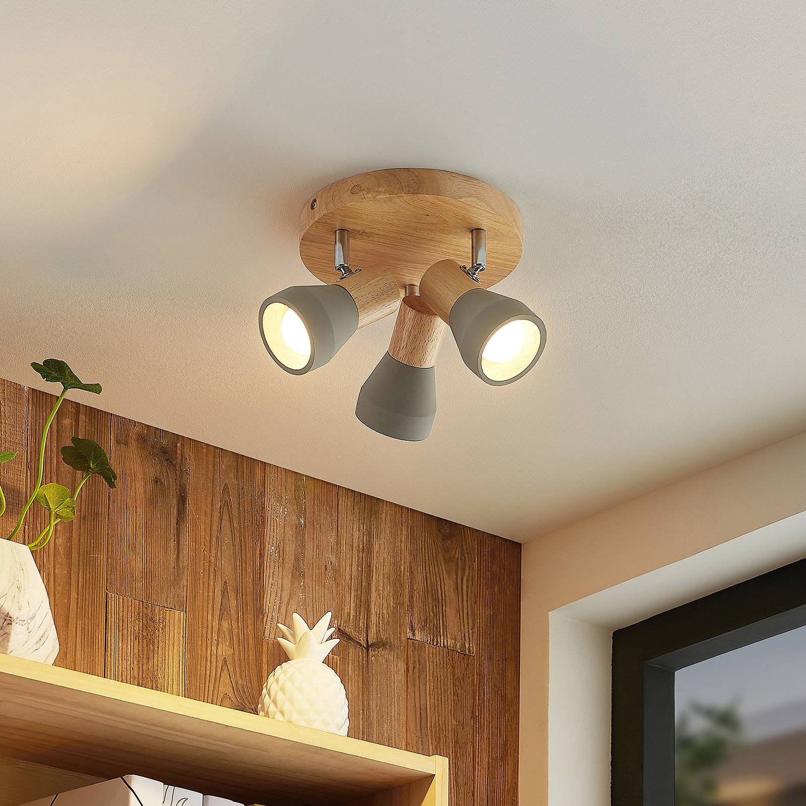 ELC Eletta LED ceiling spotlight, 3-bulb, round