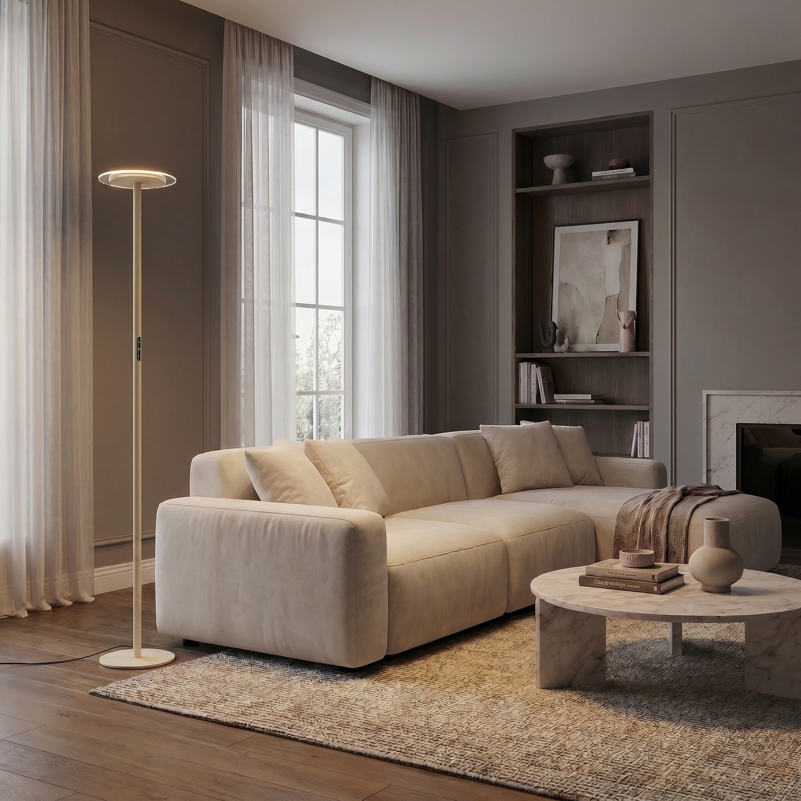 Frile LED floor lamp, beige, dimmable, height 190 cm, metal - Arcchio Frile LED floor lamp, beige, dimmable, height 190 cm, metal - Arcchio