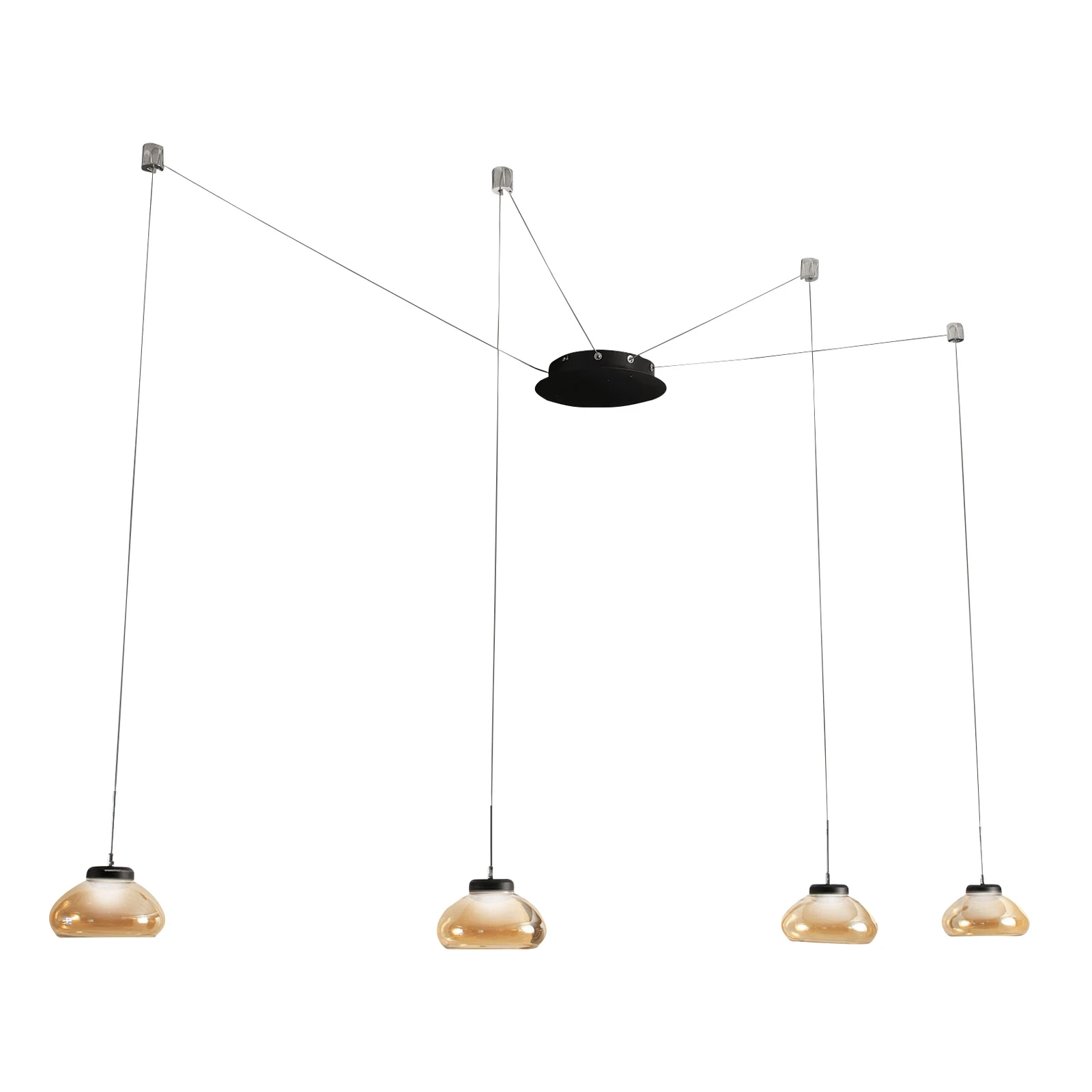LED hanging light Arabella, 4-bulb, black/amber