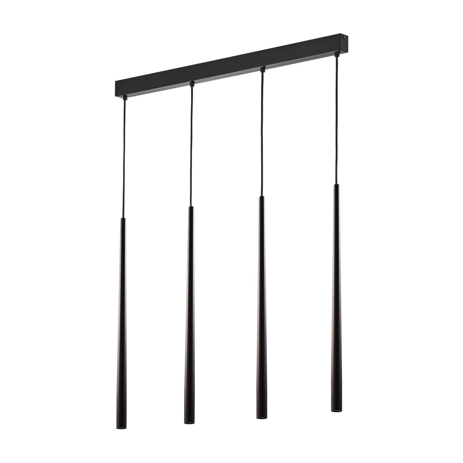 Euluna Suspension Piano allongée à quatre lampes noire