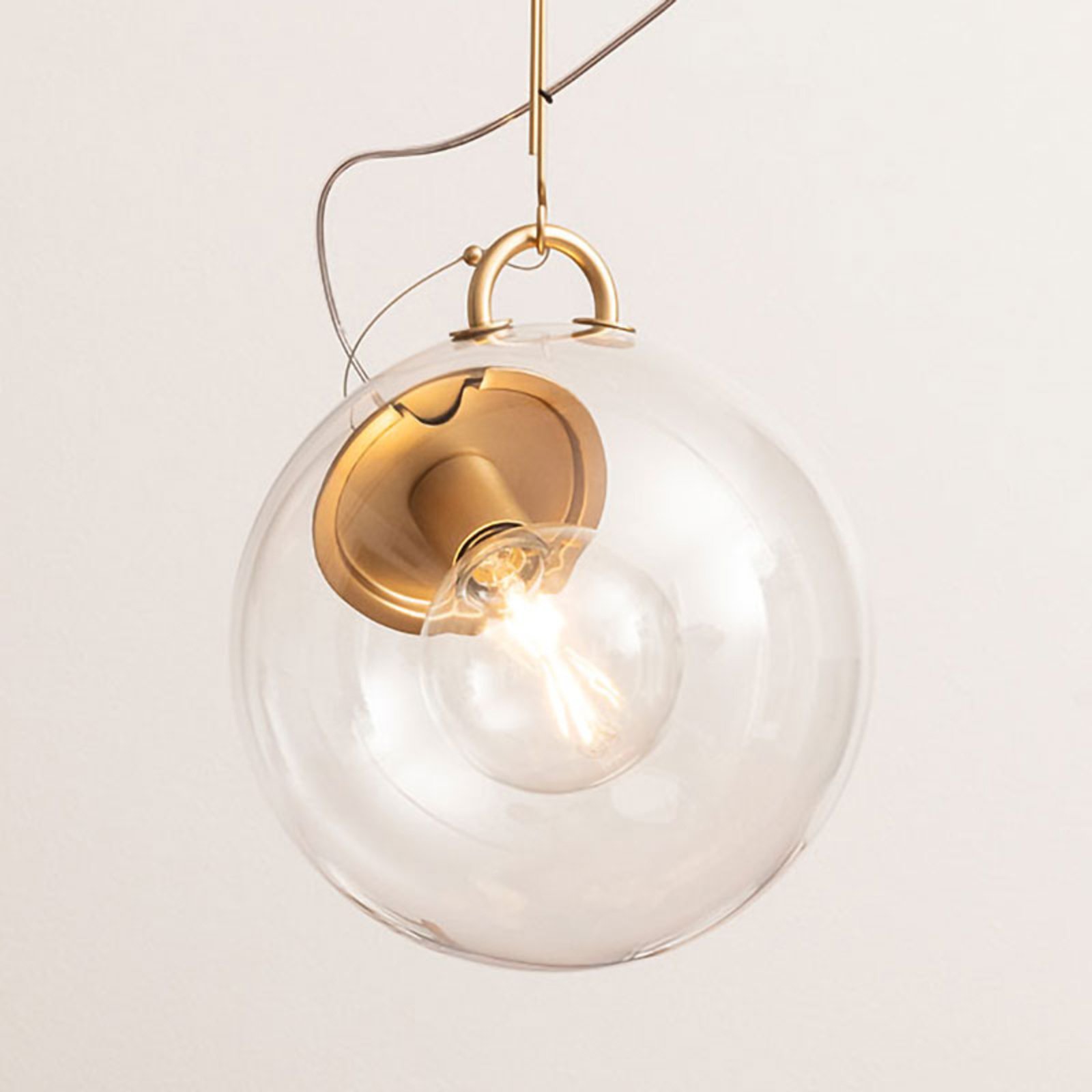 Artemide Miconos glass pendant light in brass