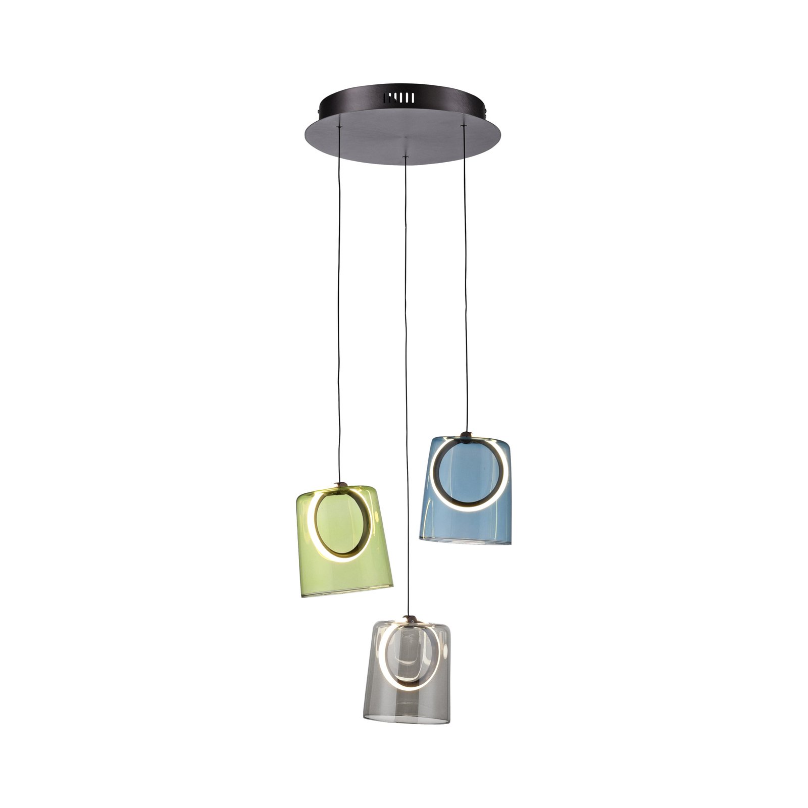 Paul Neuhaus LED hanging light Zula, Ø 40 cm, colourful, 3-bulb.