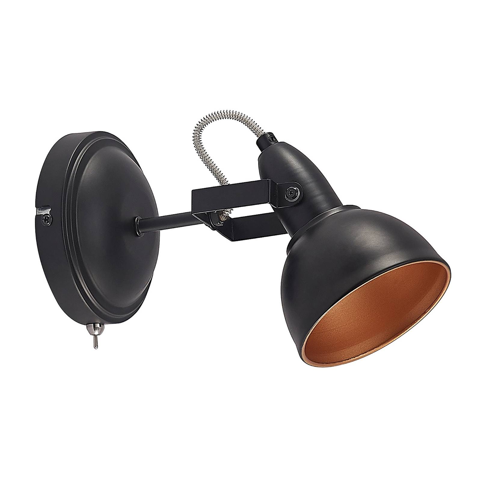 Lindby Morgana spotlight, black/gold, one-bulb - Living / Dining Room - Wall Light - dimmable - Modern