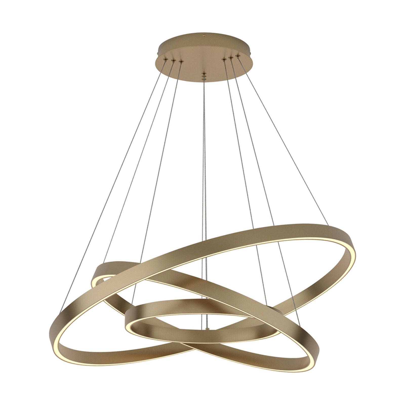 Maytoni suspension LED Rim, 3 lampes, couleur laiton, 3000K