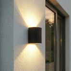 Lindby LED outdoor wall lamp Ralino, black, 2-bulb, IP65