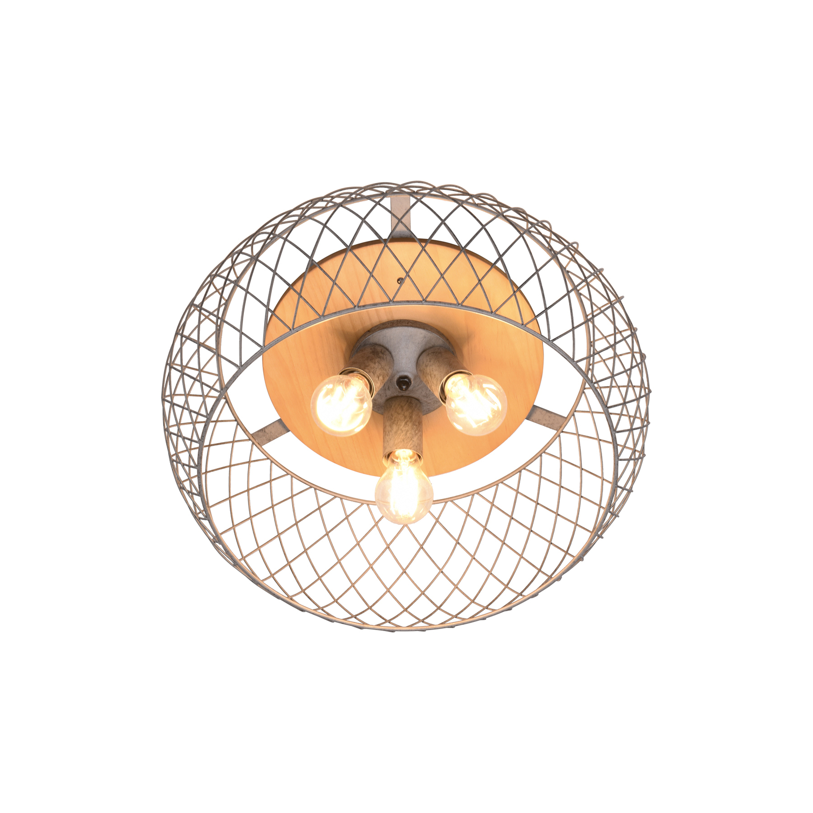 Tamil ceiling lamp with antique nickel cage shade