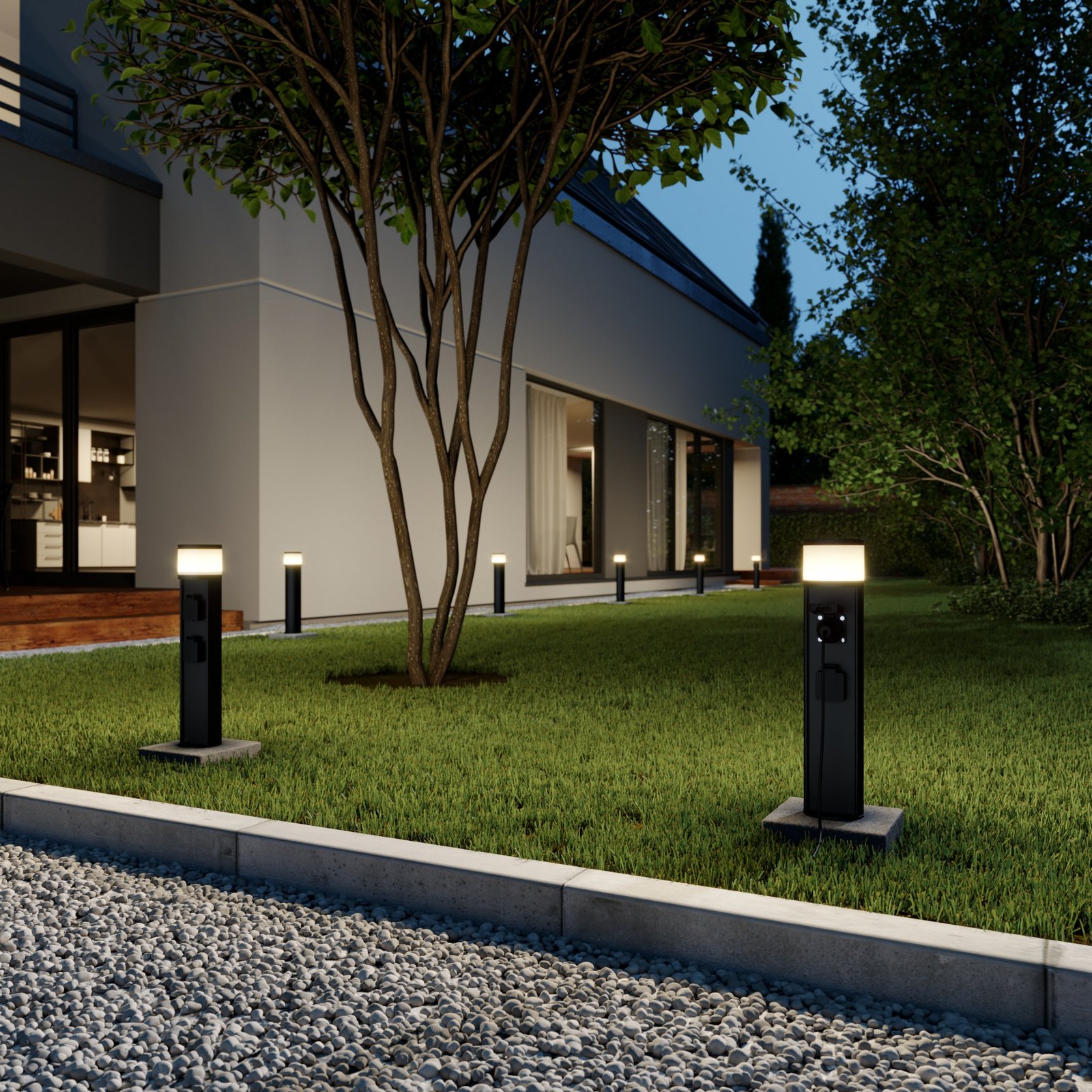 Corban LED Buiten Tuinlamp w/2 Power Strip Graphite - Lucande