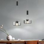 LED-pendellampe Lavin, længde 64 cm, sand sort/røggrå
