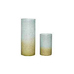 Hübsch Jarrón Shimmer, set de 2, vidrio, azul/marrón