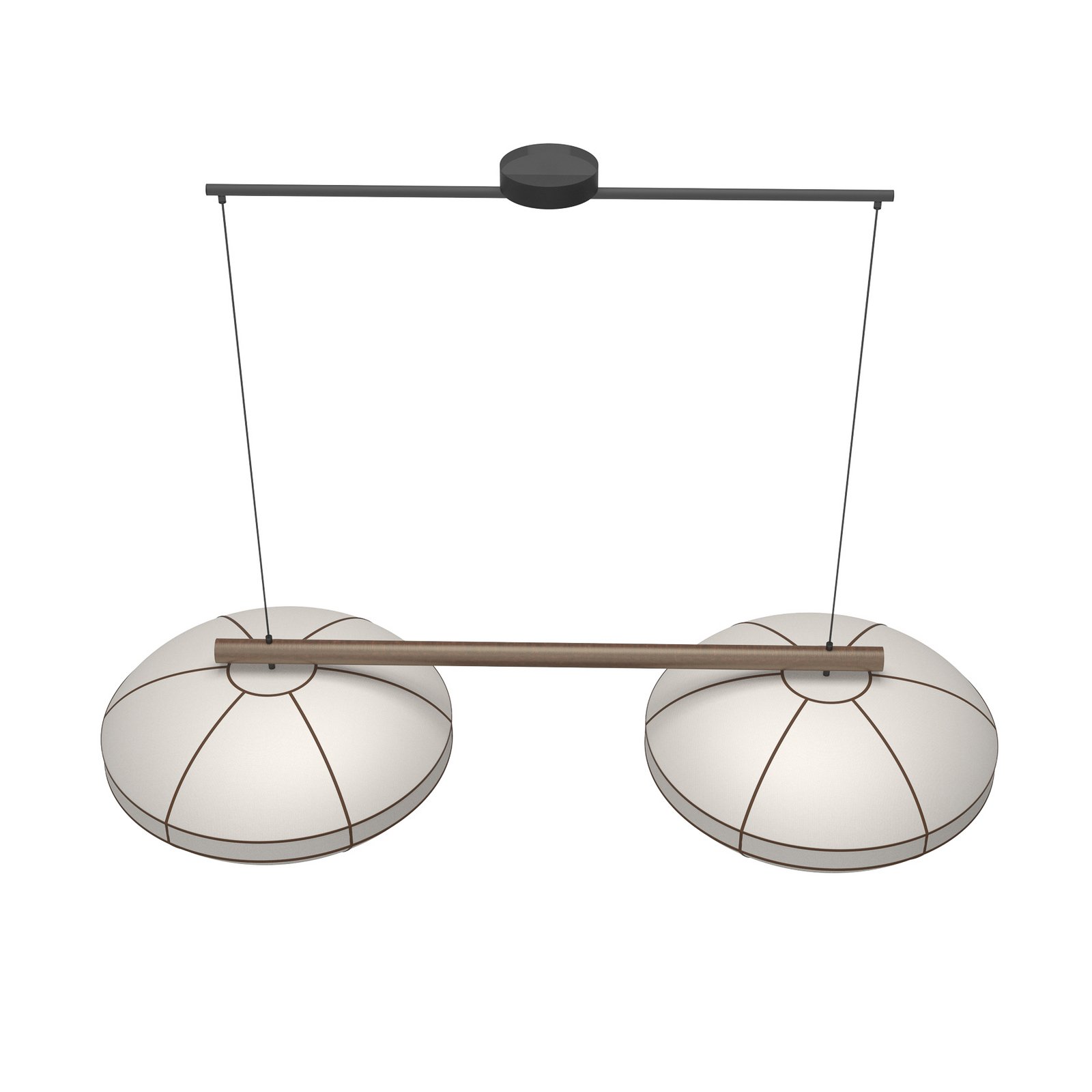 Lucande piekaramā lampa Eria, balta, audums/koks, 2 spuldzes, 117 cm