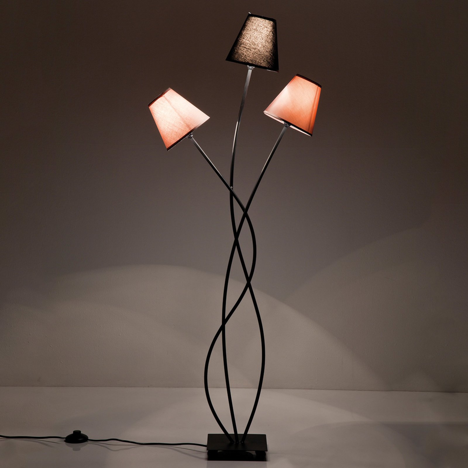 Kare Flexibele 3-lamps vloerlamp Mocca Tre