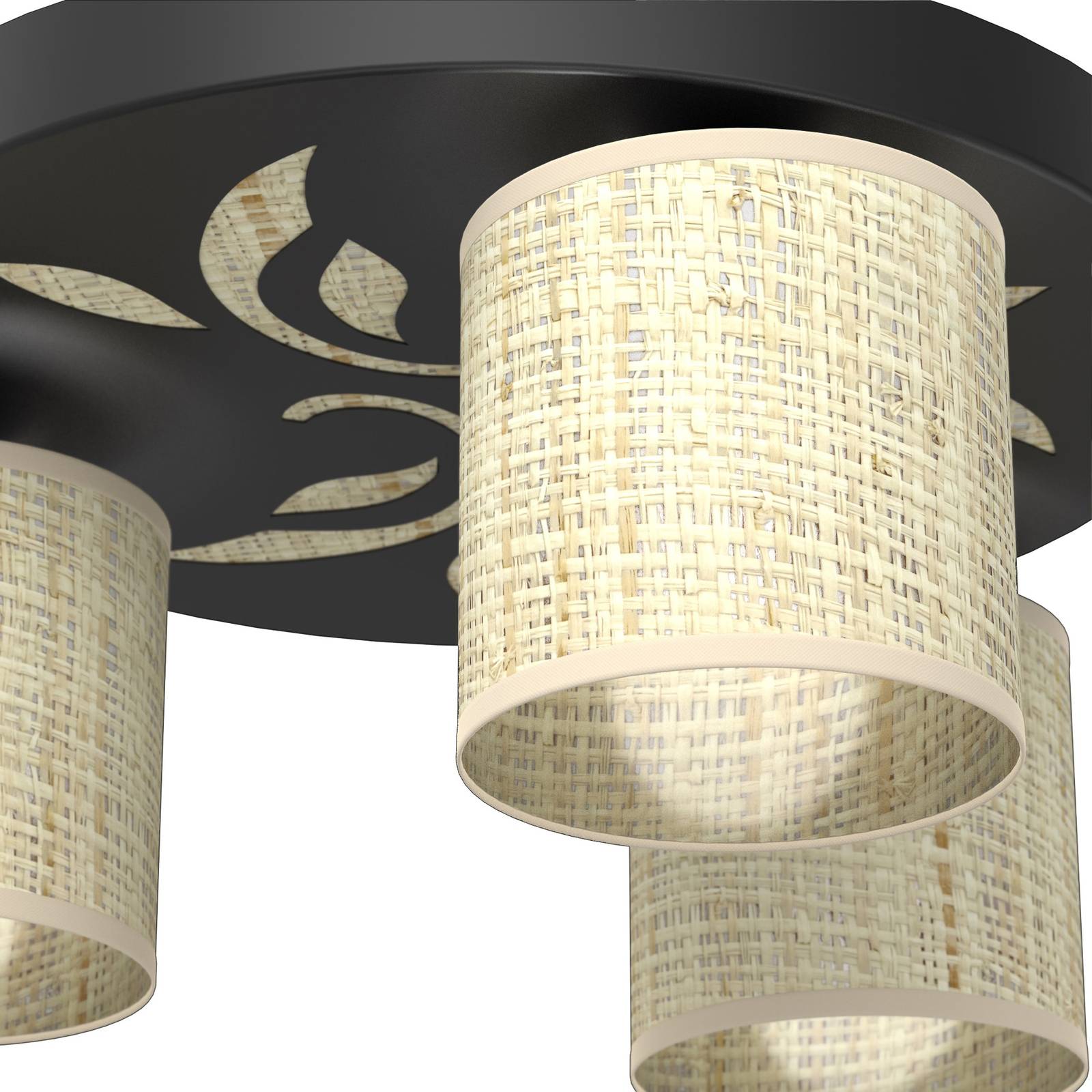 Lampa sufitowa Adeline rattan 3-pkt. okrągła