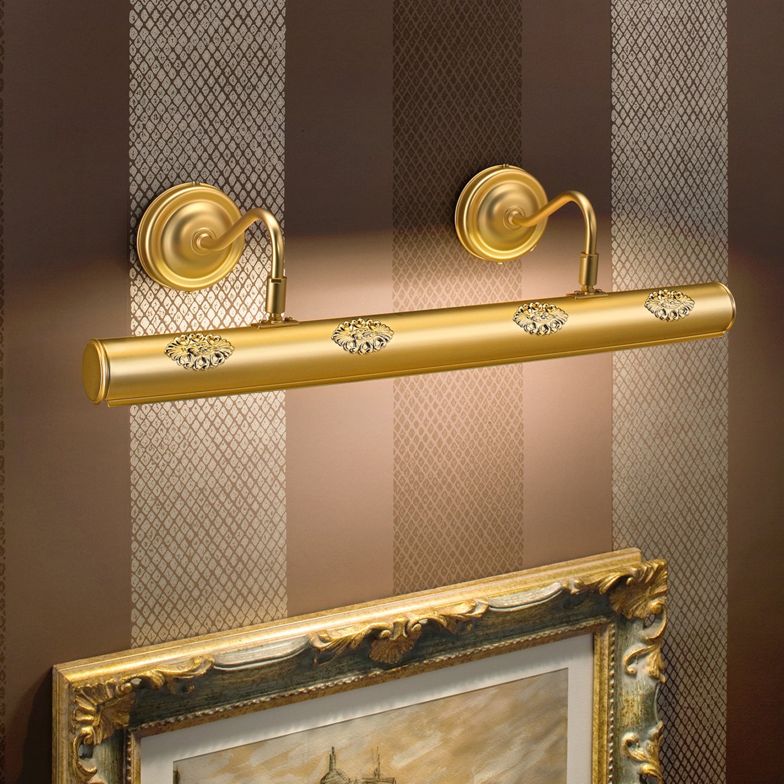 Henrika - lampada da quadri dorata e decorata