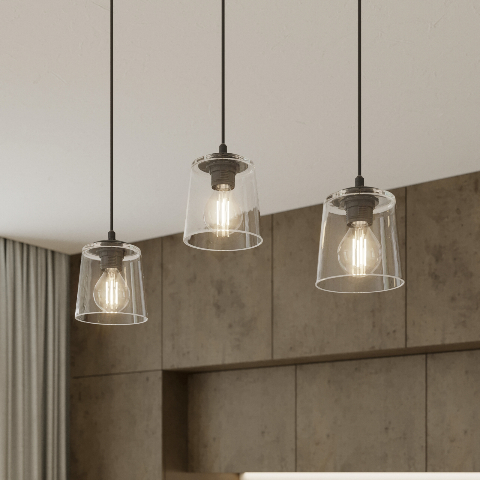 Hanglamp Lucea, 3-lamps, transparant