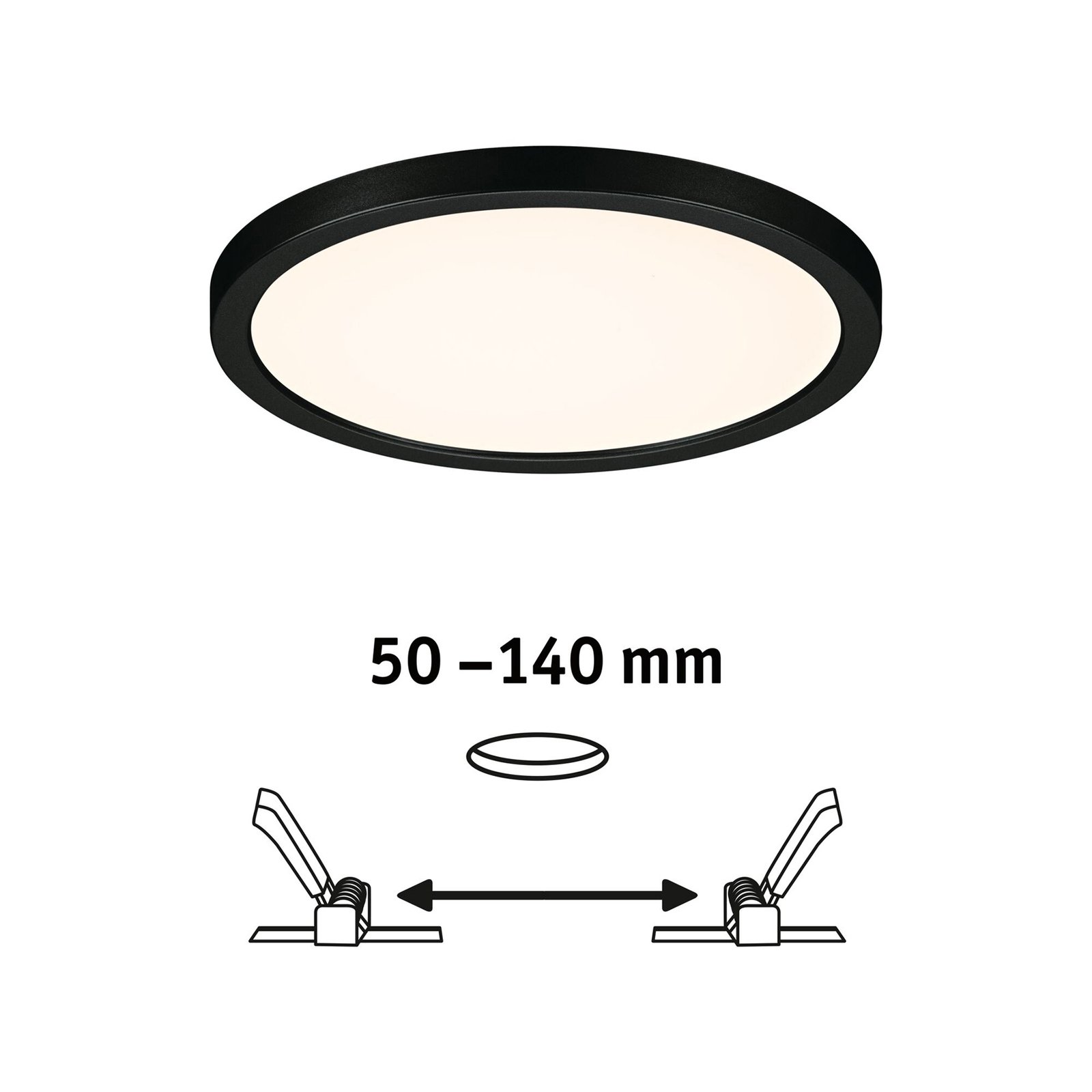 Paulmann Areo LED paneel rond zwart 3000K Ø17,5cm