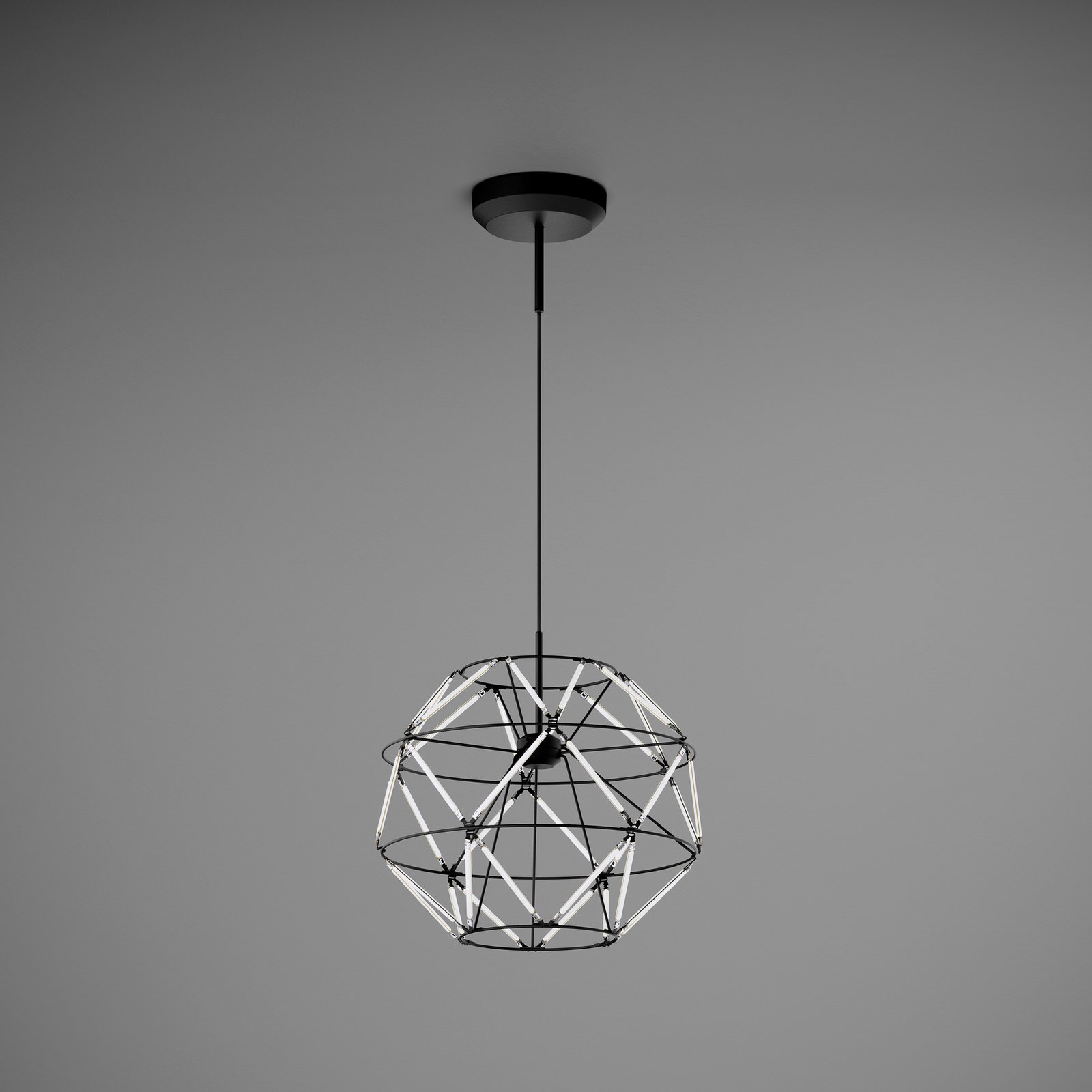 Suspension LED Euclide, noir, métal, largeur 35 cm