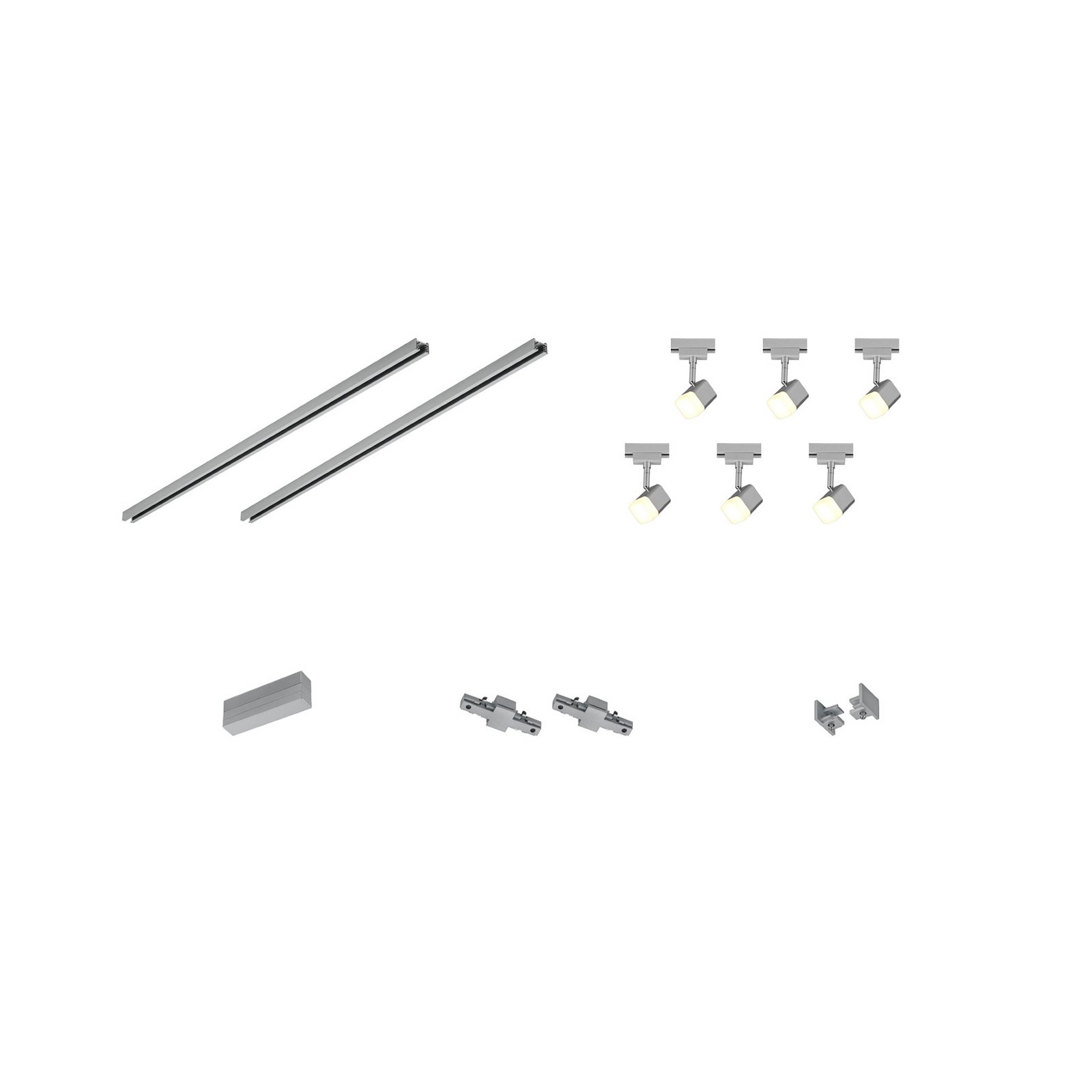 Skinne sett DUOline Roubaix, titan, 2 m, 6 lyskilder LED 2-fase
