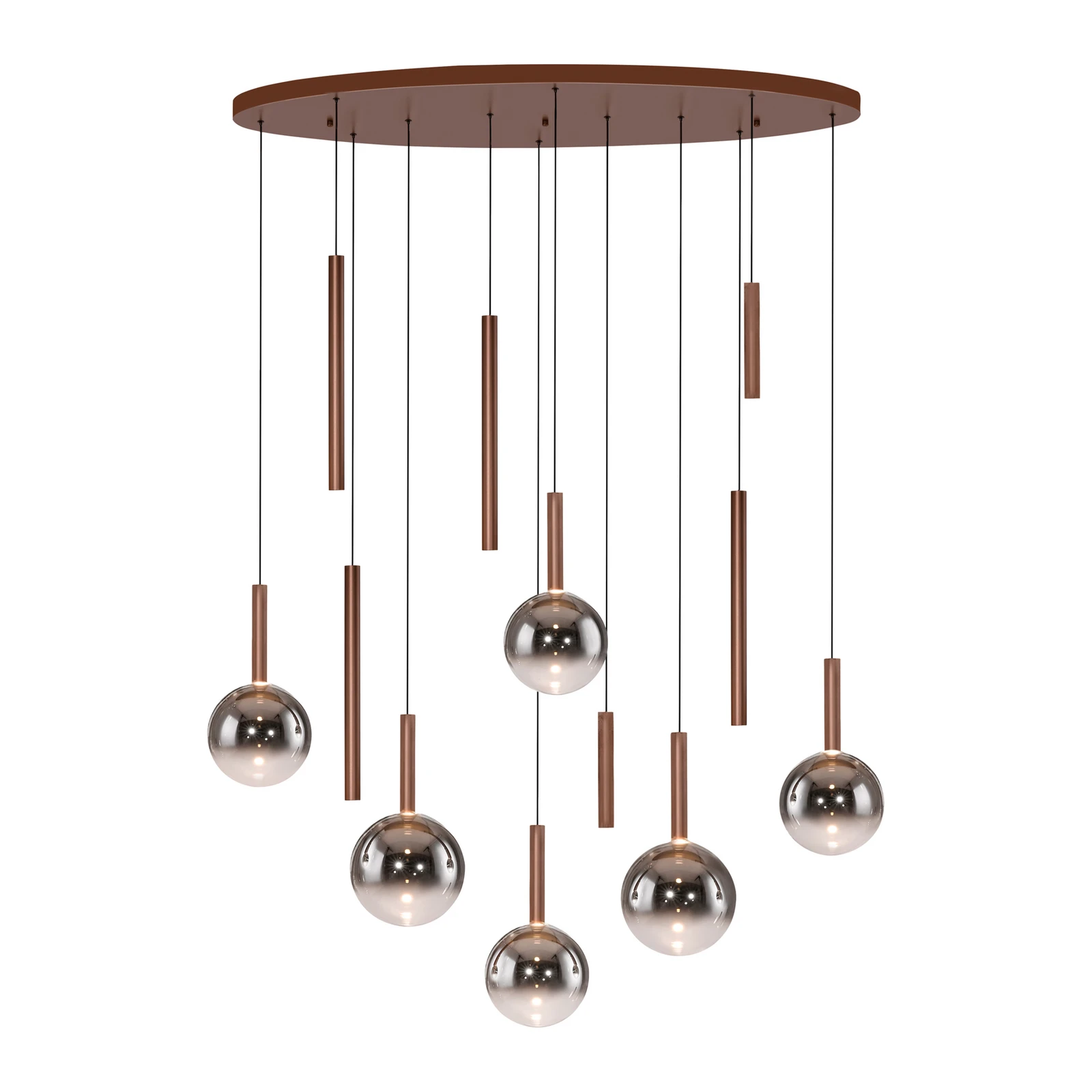 Paul Neuhaus LED viseća svjetiljka Zdjela, Ø 120 cm, smeđa/siva