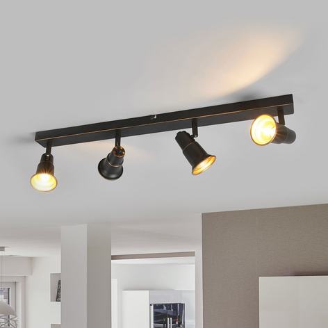 Antikschwarze Deckenlampe Arielle, vierflammig