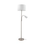 Jaileen vloerlamp, 170 cm, wit, textiel, leeslampje - Lindby