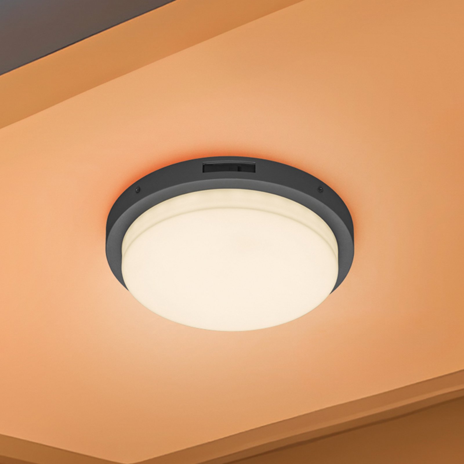 LED-Außenwandleuchte Bermejo, rund, Sensor, CCT, anthrazit