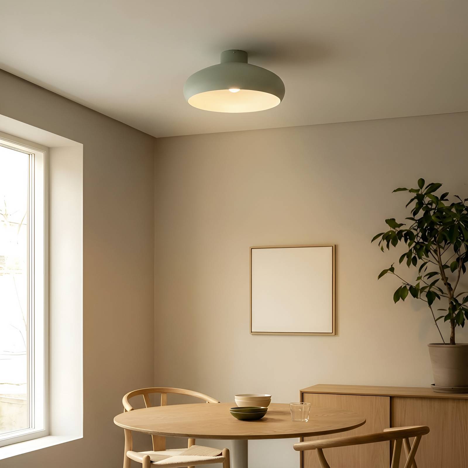 Lindby Deckenleuchte Elover, hellgrün, Ø 45 cm, Eisen günstig online kaufen