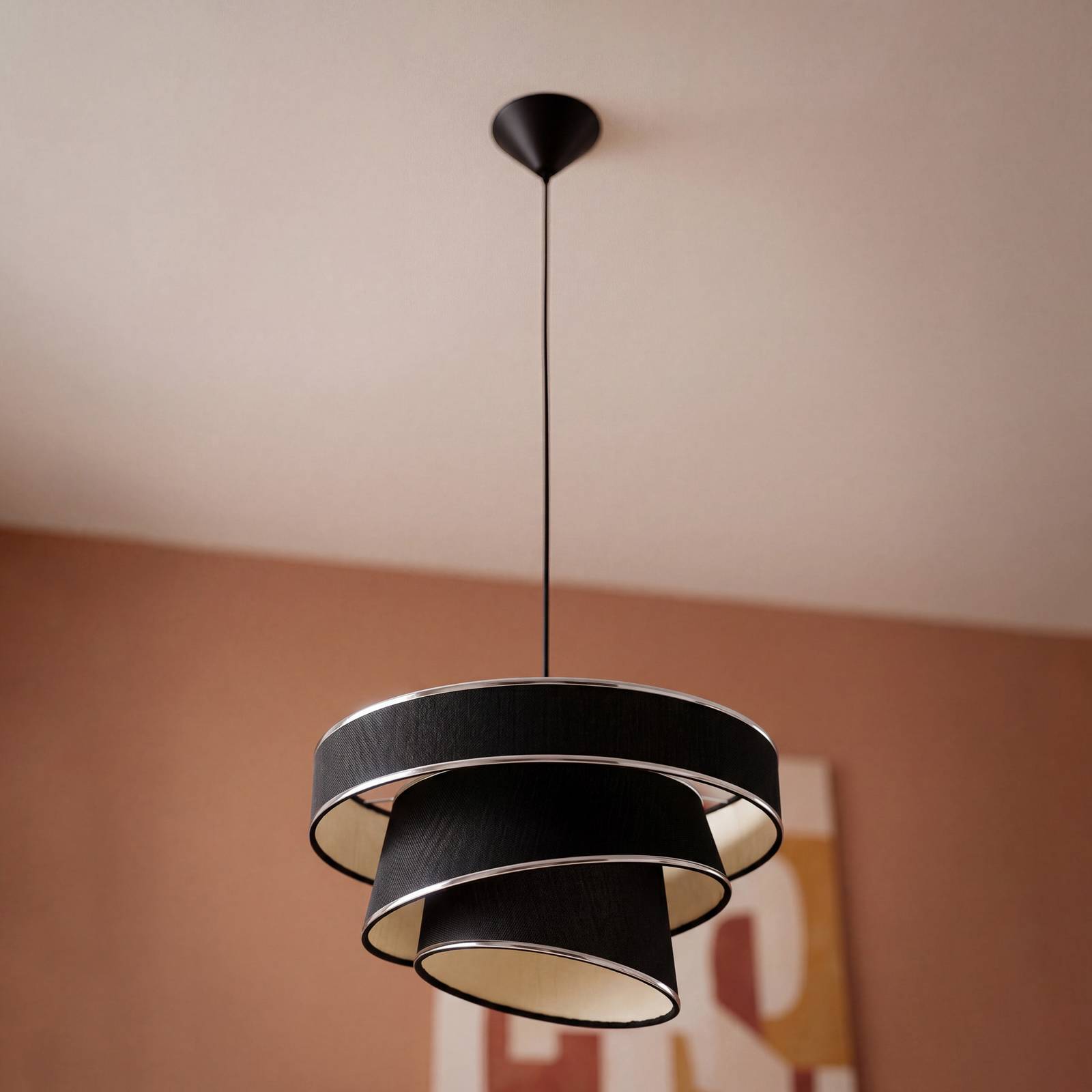 Żyrandol OSRAM Decor Glittey, ciemnoszara, Ø 40 cm, materiał tekstylny
