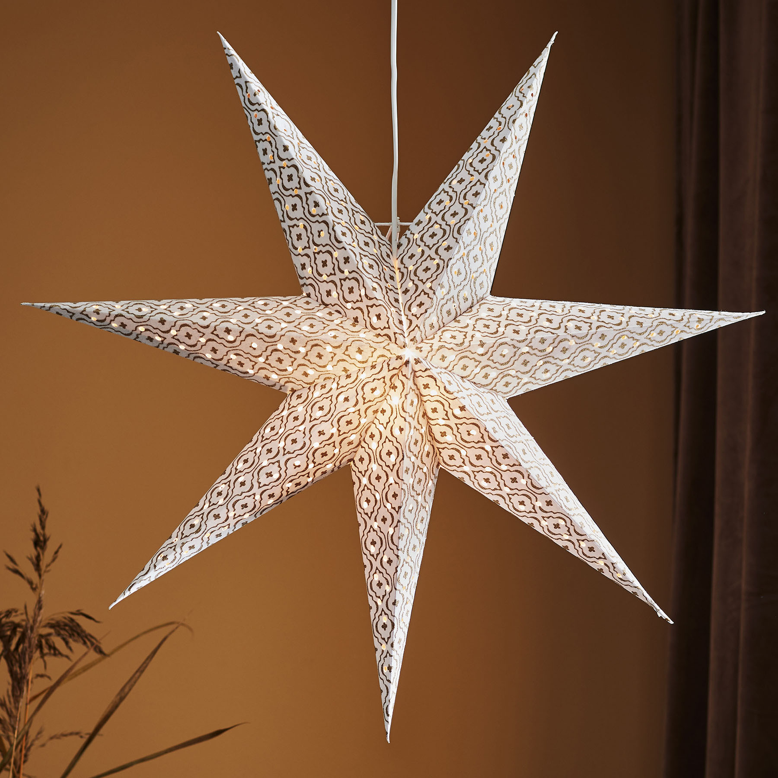 Dekorační hvězda Baroque k zavěšení, Ø 75 cm, bílá