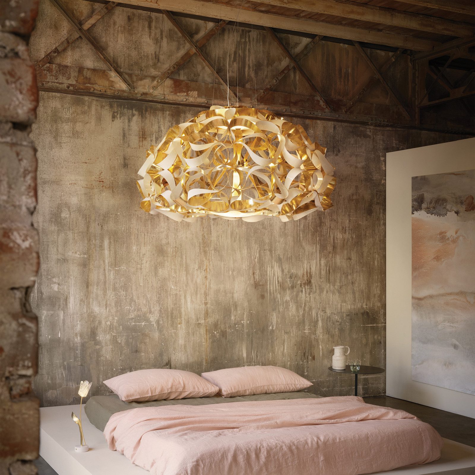 Slamp Dourado Candeeiro De Suspensão Quantica, Ø 120 Cm