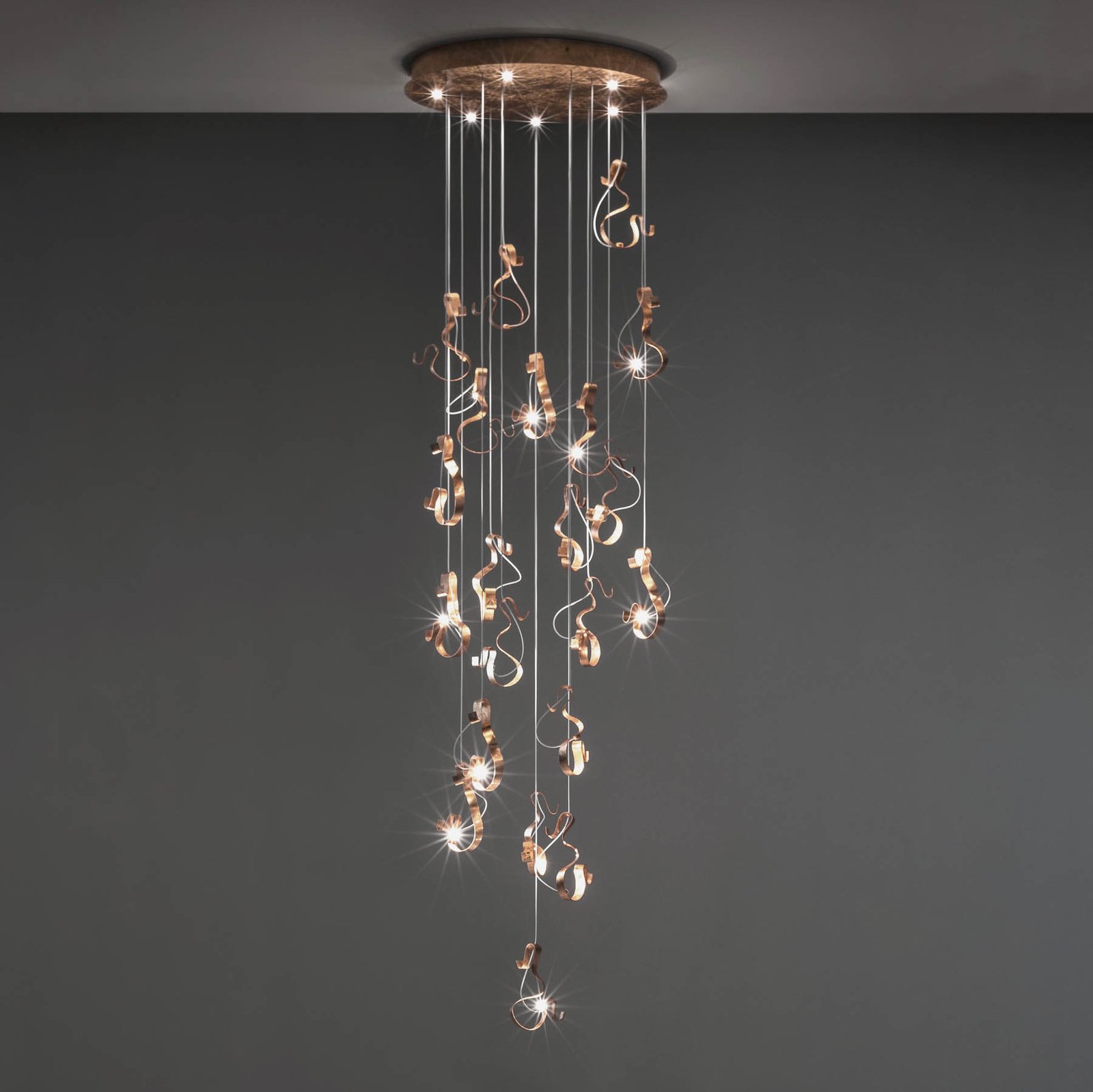 Knikerboker Curve LED pendant light, 20fl, steel