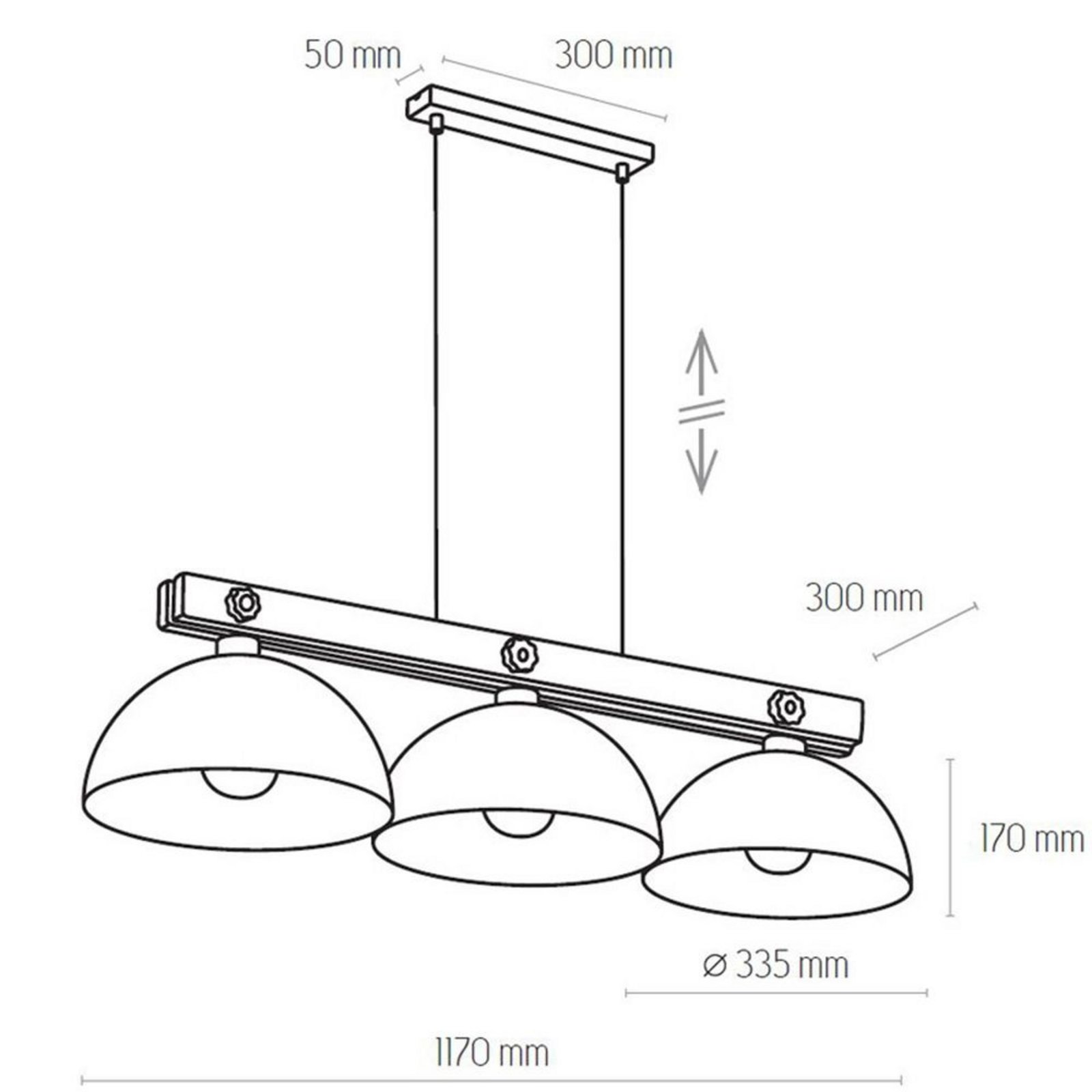 Stort 3 Lustră Pendul Black/Brown - Envostar