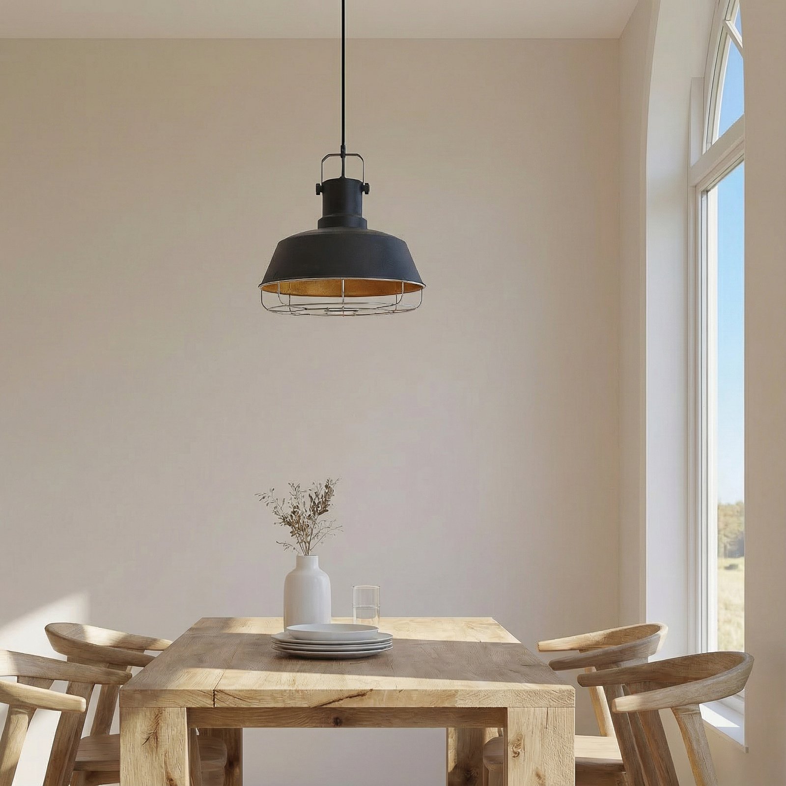 Suspension Mason, noir, Ø 41 cm, métal, E27 Suspension Mason, noir, Ø 41 cm, métal, E27