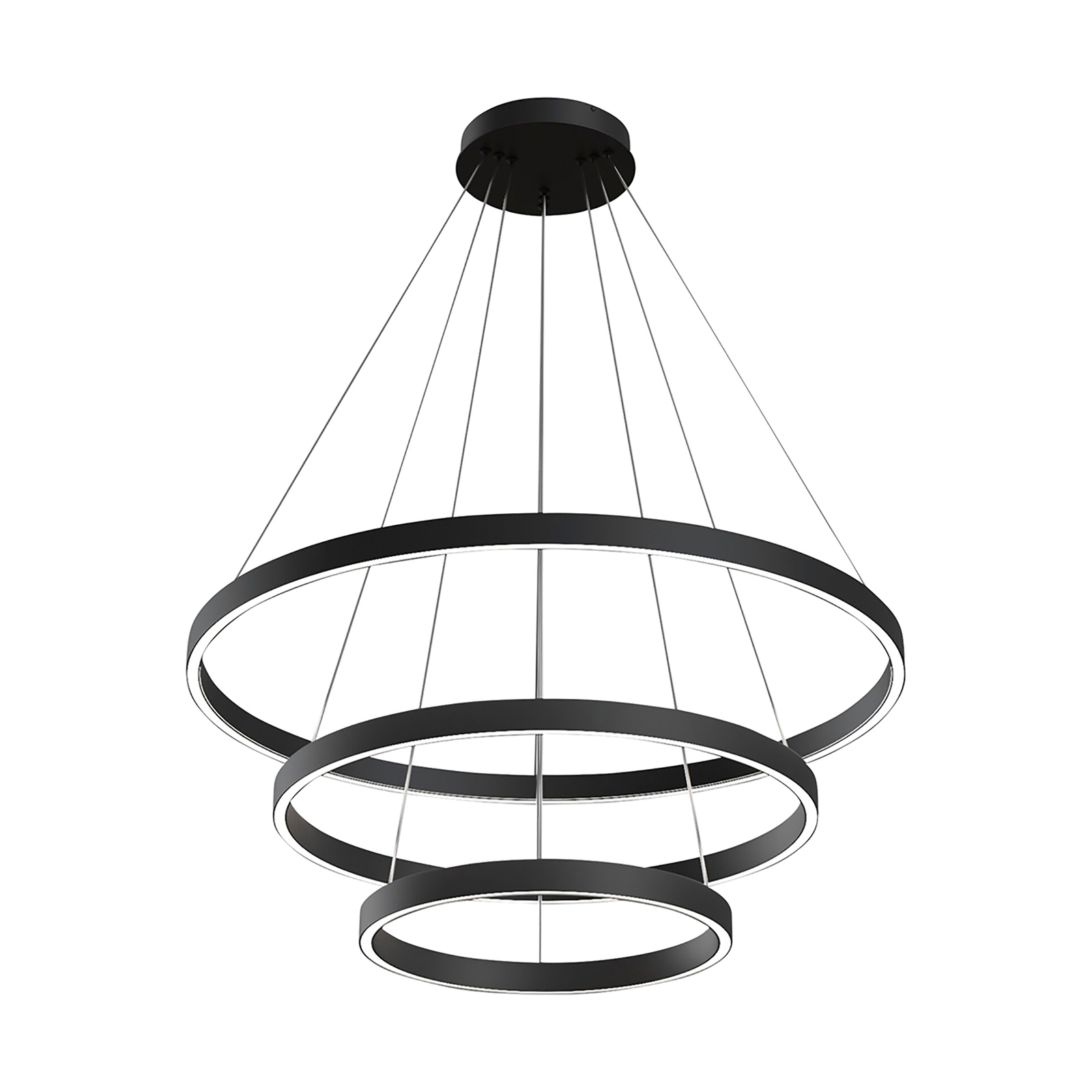 Maytoni Rim LED-hængelampe, 840, 3 ringe, sort