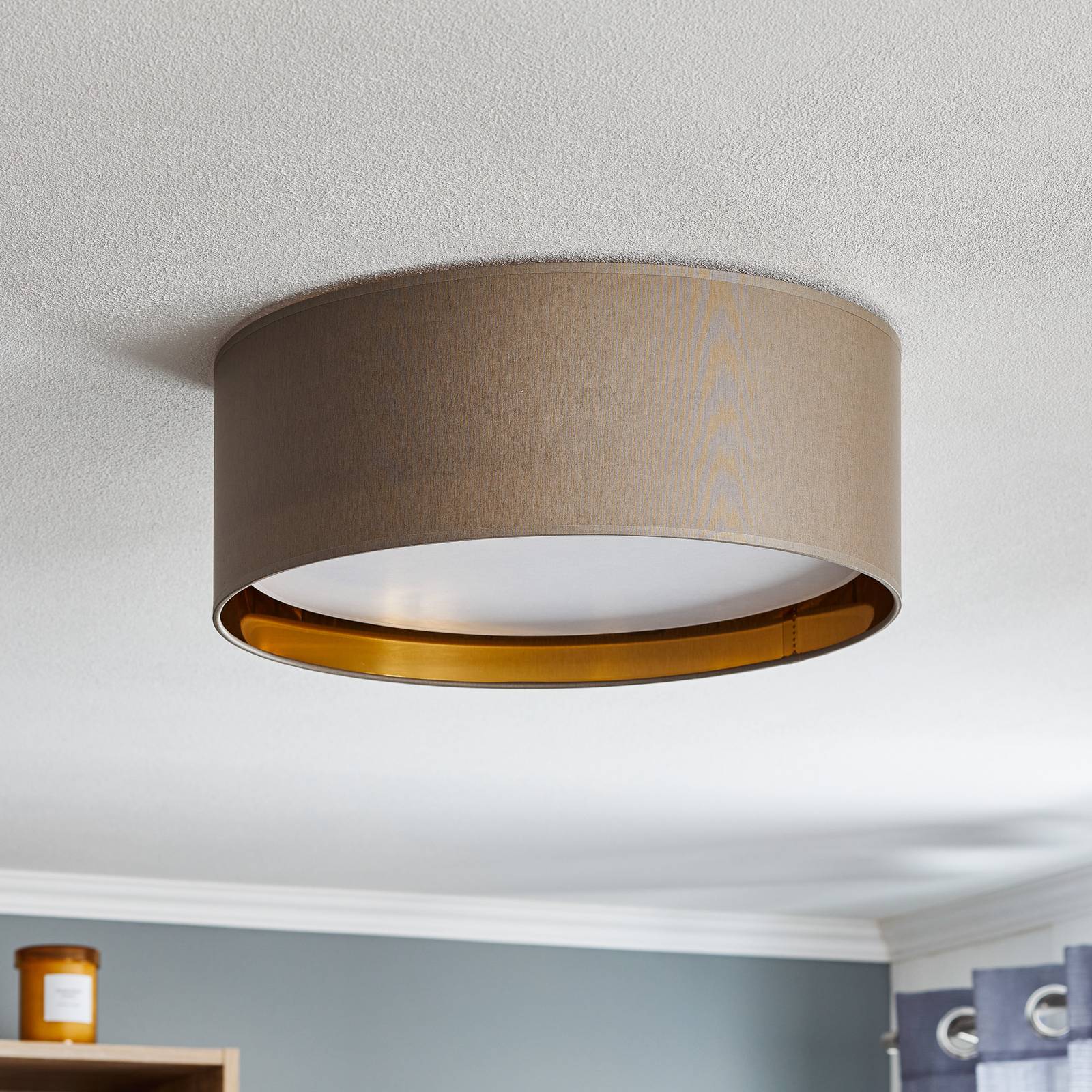 Lampa sufitowa Bilbao, szara/złota, Ø 45 cm