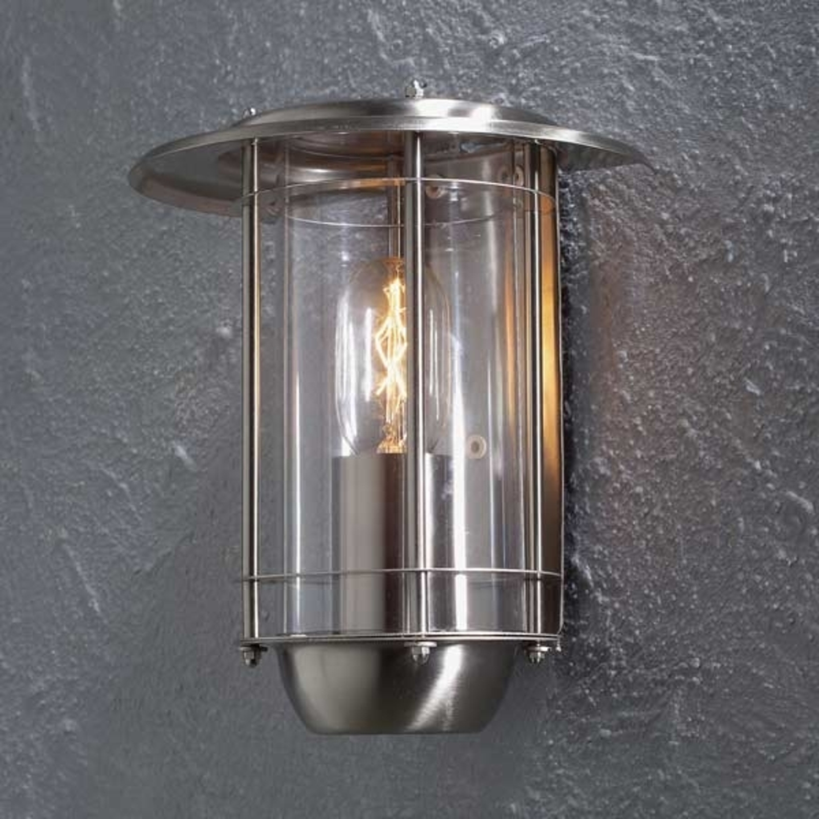 Konstmide TRENTO outdoor wall light, stainless steel design, stainless steel, acrylic glass, E27, 60 W, energy efficiency: A++, W: 21 cm, H: 25 cm