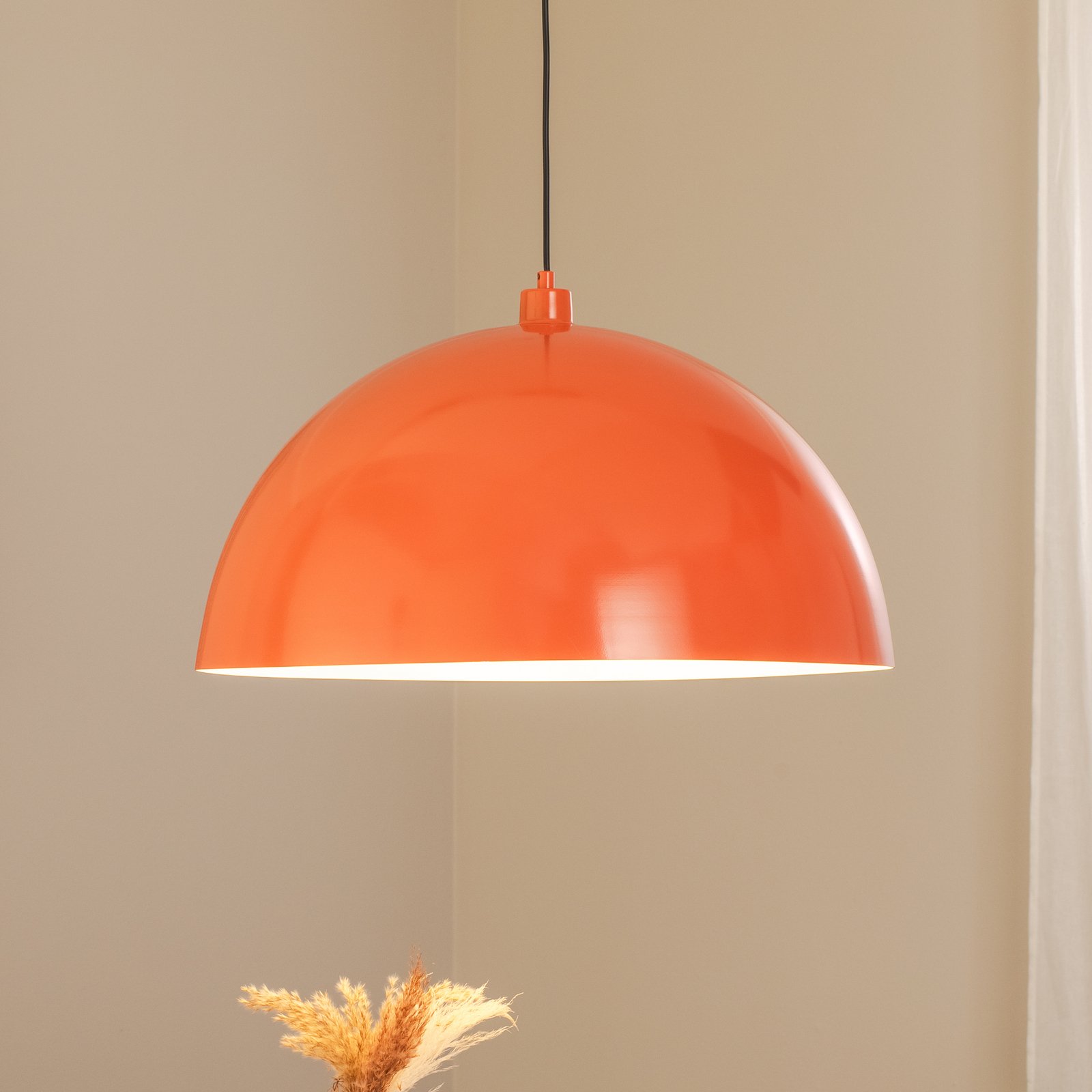 Suspension Kure, orange, métal, Ø 60 cm, E27