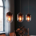 Hängeleuchte Lequile, 3-flammig, braun, Glas, E27
