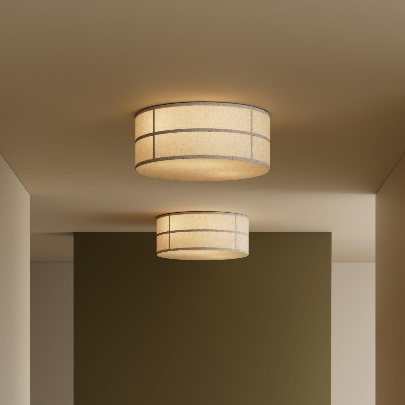 Audo ceiling light Hashira, natural colour, linen, Ø 50 cm