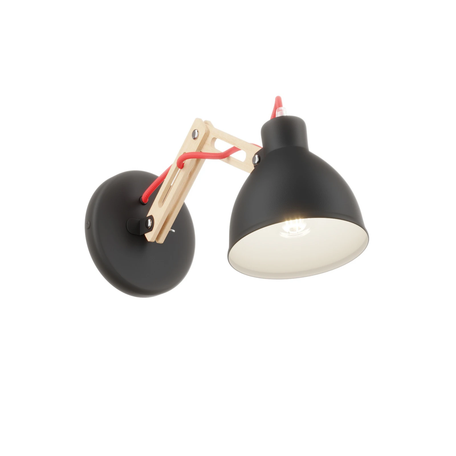 Wandlampe Skansen, Holzarm verstellbar, schwarz