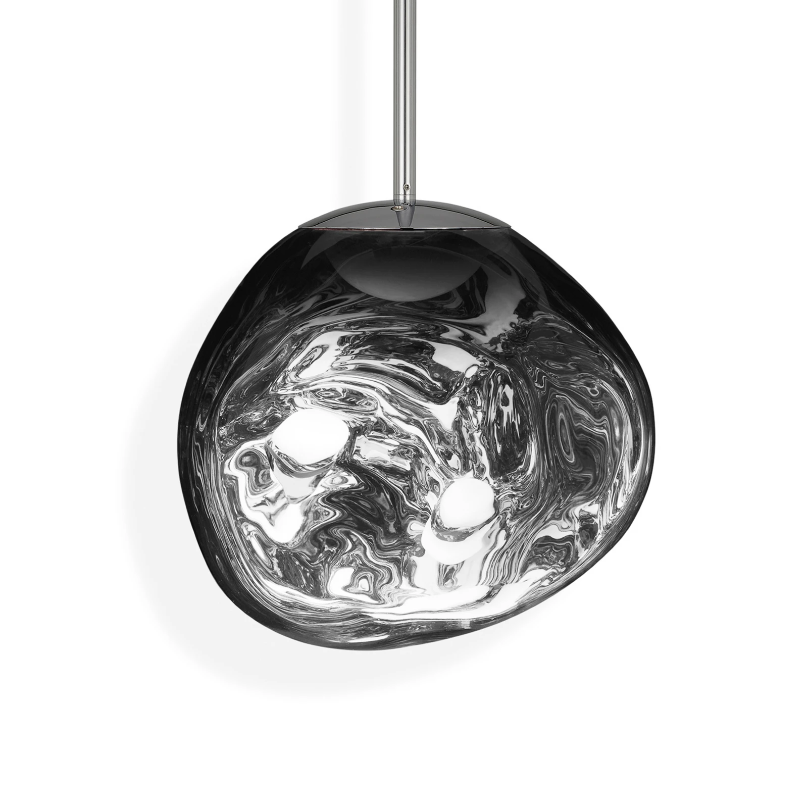 Tom Dixon LED-hänglampa Melt Mini, Ø 28 cm, kromfärgad