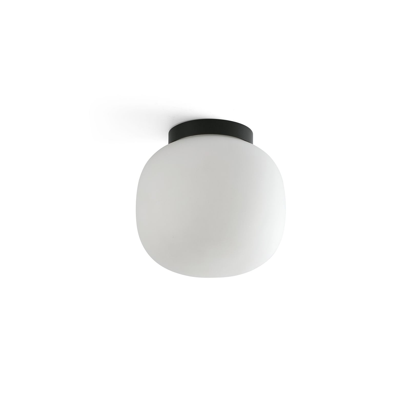 Candeeiro de teto Amelia para casa de banho, preta/opala, vidro, Ø 21,5 cm Candeeiro de teto Amelia para casa de banho, preta/opala, vidro, Ø 21,5 cm