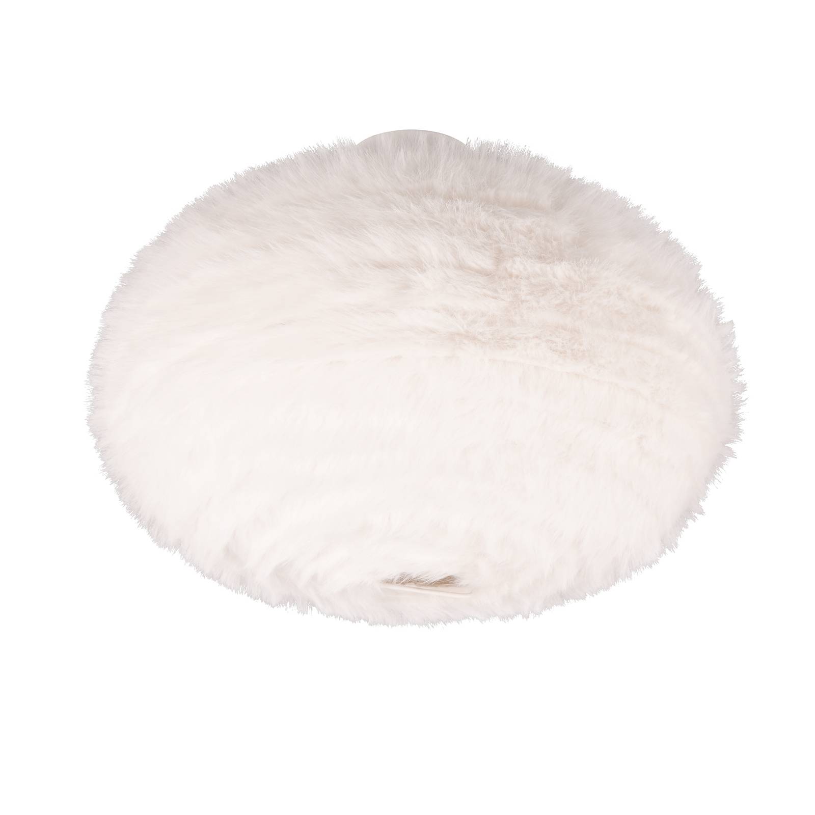 Deckenleuchte Furry, Ø 50 cm, sandfarben, Synthetik-Plüsch