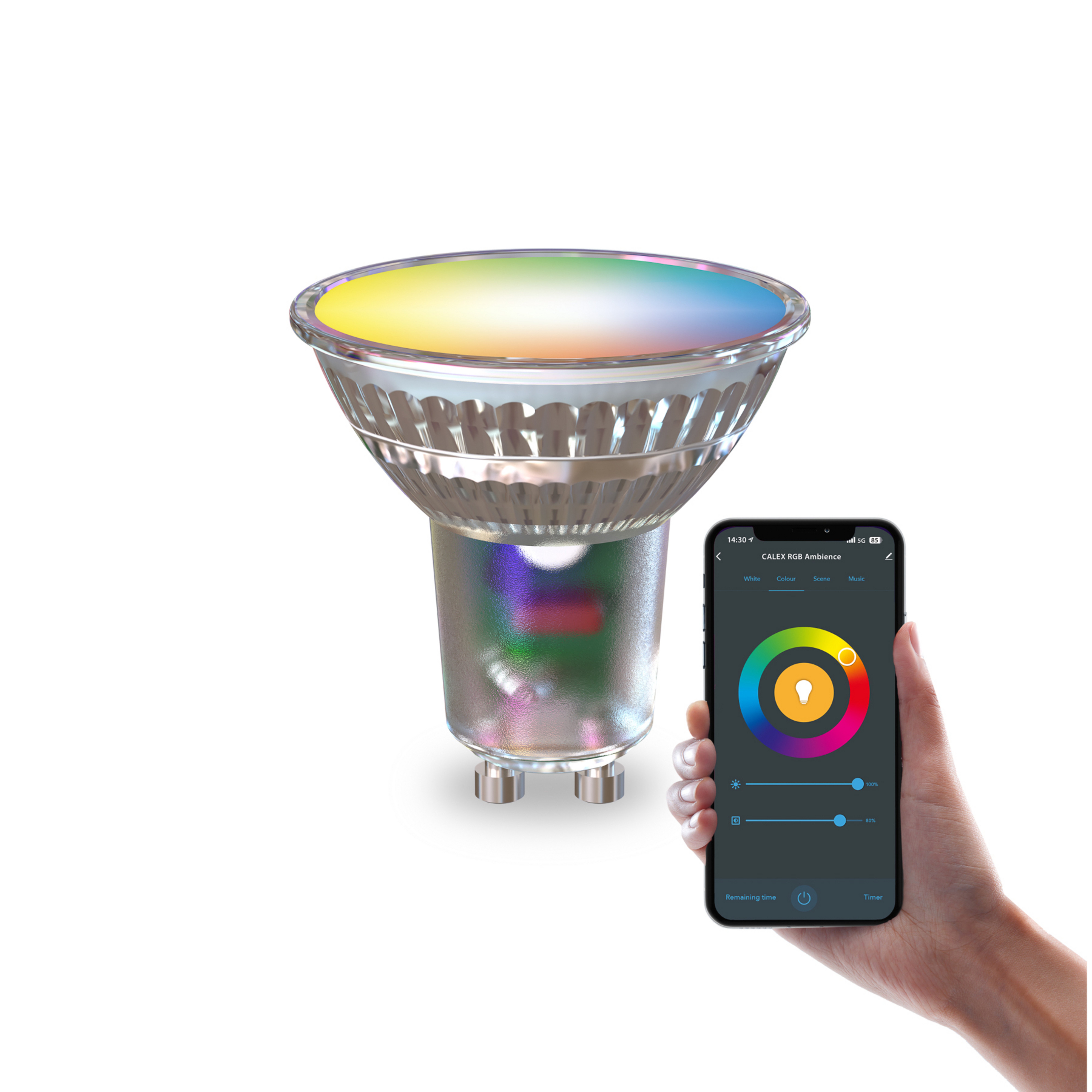 Calex Smart LED-Leuchtmittel Reflektor GU10 4,9W RGB CCT 5cm