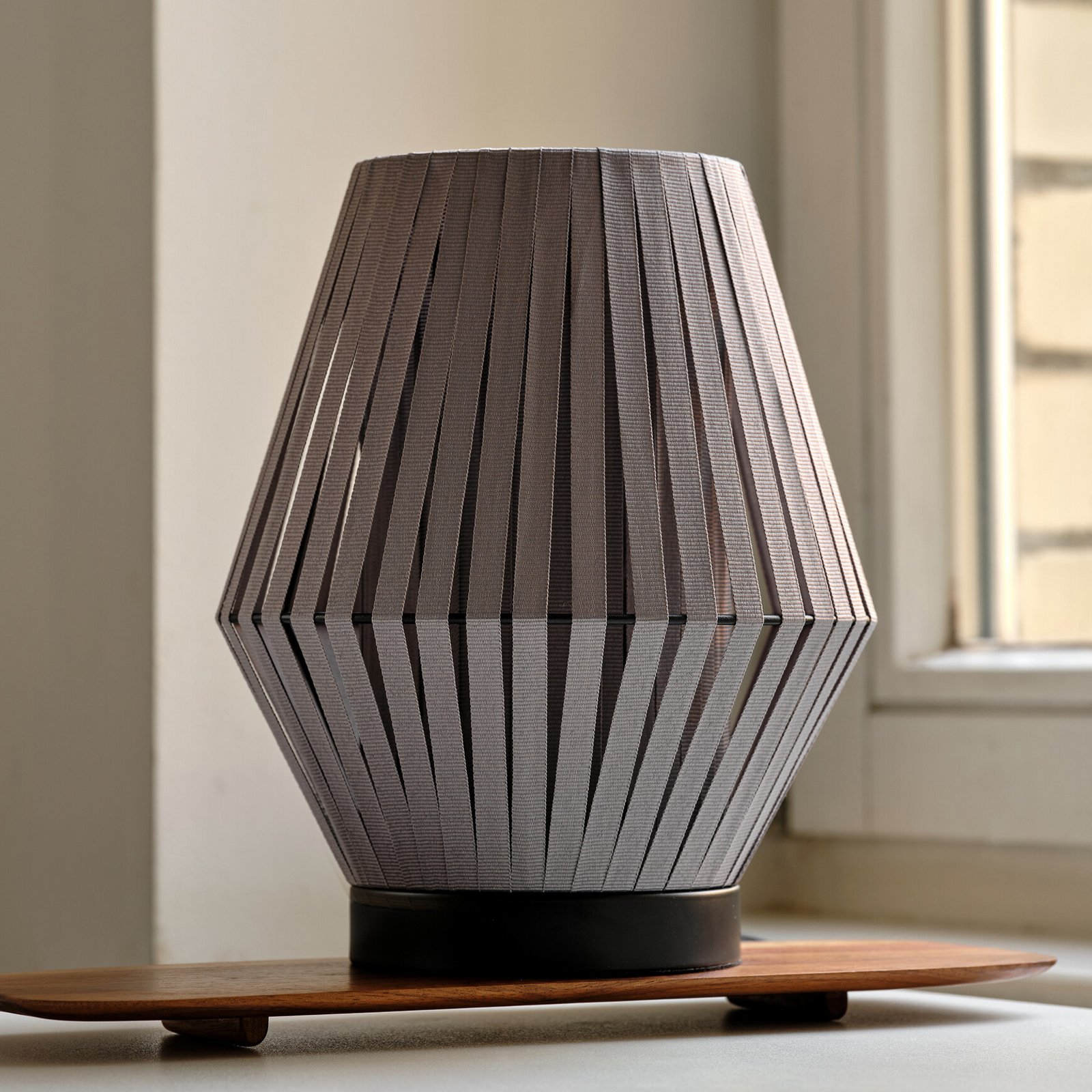 OSRAM bordlampe Decor Stripes, grå, tekstil, E14