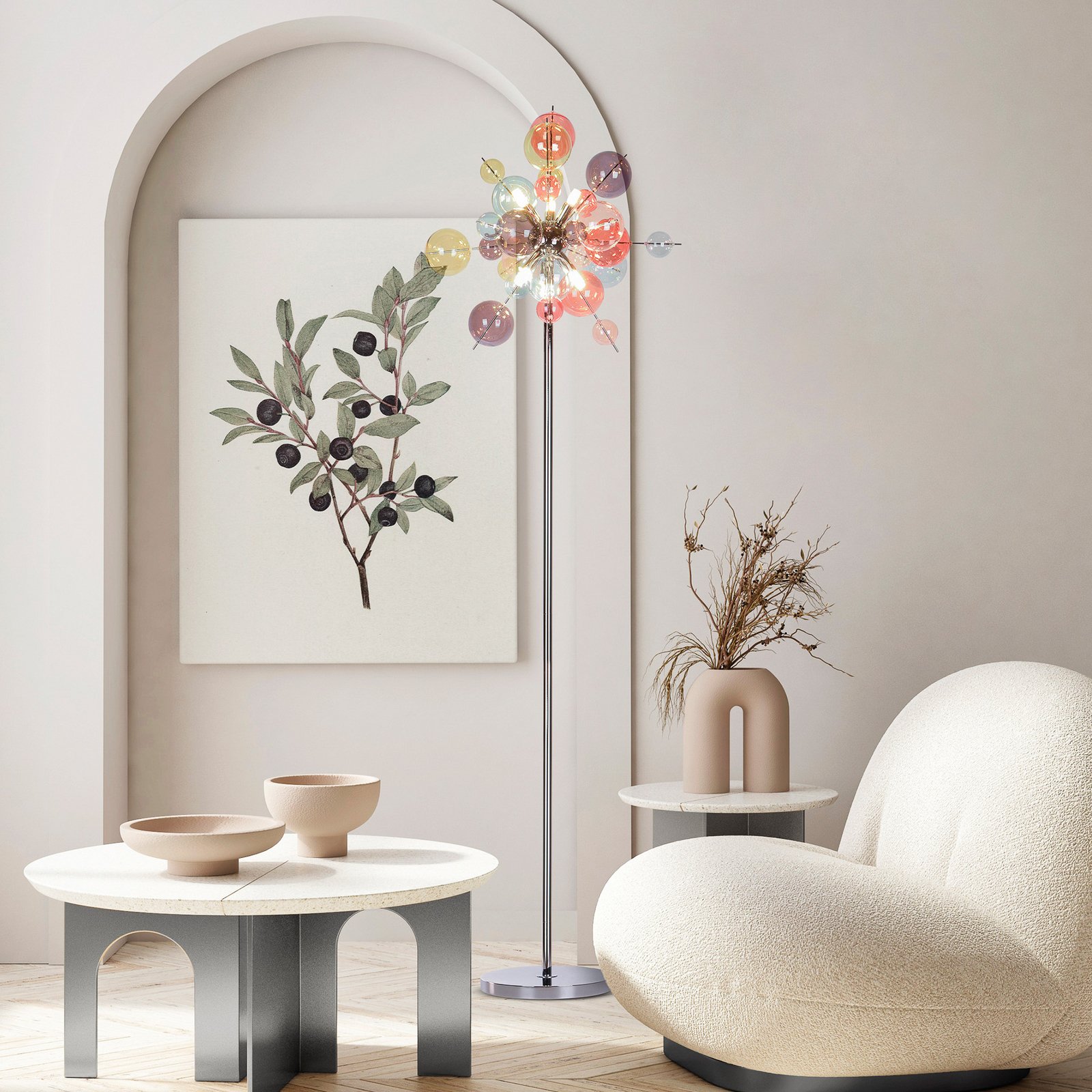 Stojna svetilka Explosion, steklo, pastelno barvna, krom, G9 Stojna svetilka Explosion, steklo, pastelno barvna, krom, G9