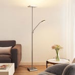 Lindby lampe sur pied LED Sumani, angulaire, nickel, hauteur 180cm