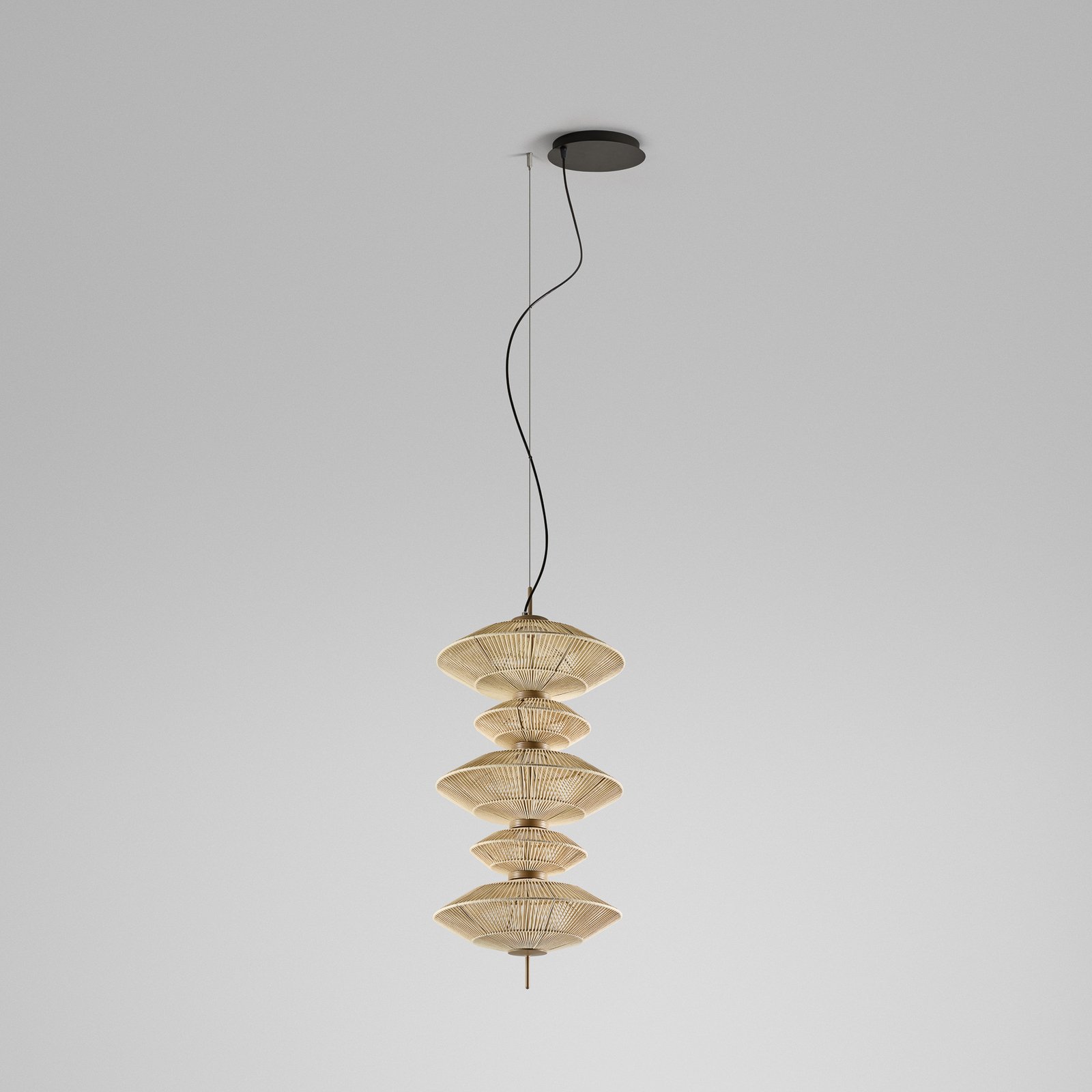 Bover LED pendant light Yuyun S/5C, dimmable 0-10V, beige