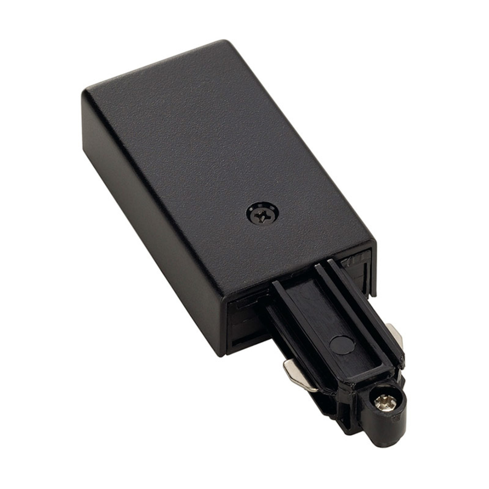 SLV power feed 1-circuit track earth right, black, polycarbonate, L: 6.4 cm, W: 3.4 cm, H: 1.8 cm