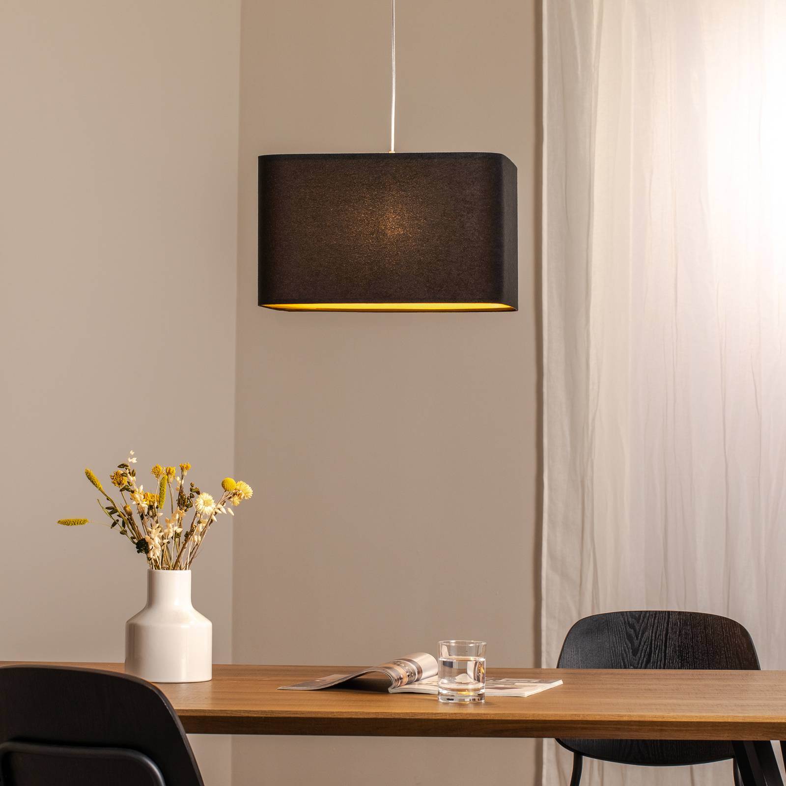 Hängeleuchte Kwadro, schwarz, 40 x 40 cm, Velourstoff günstig online kaufen