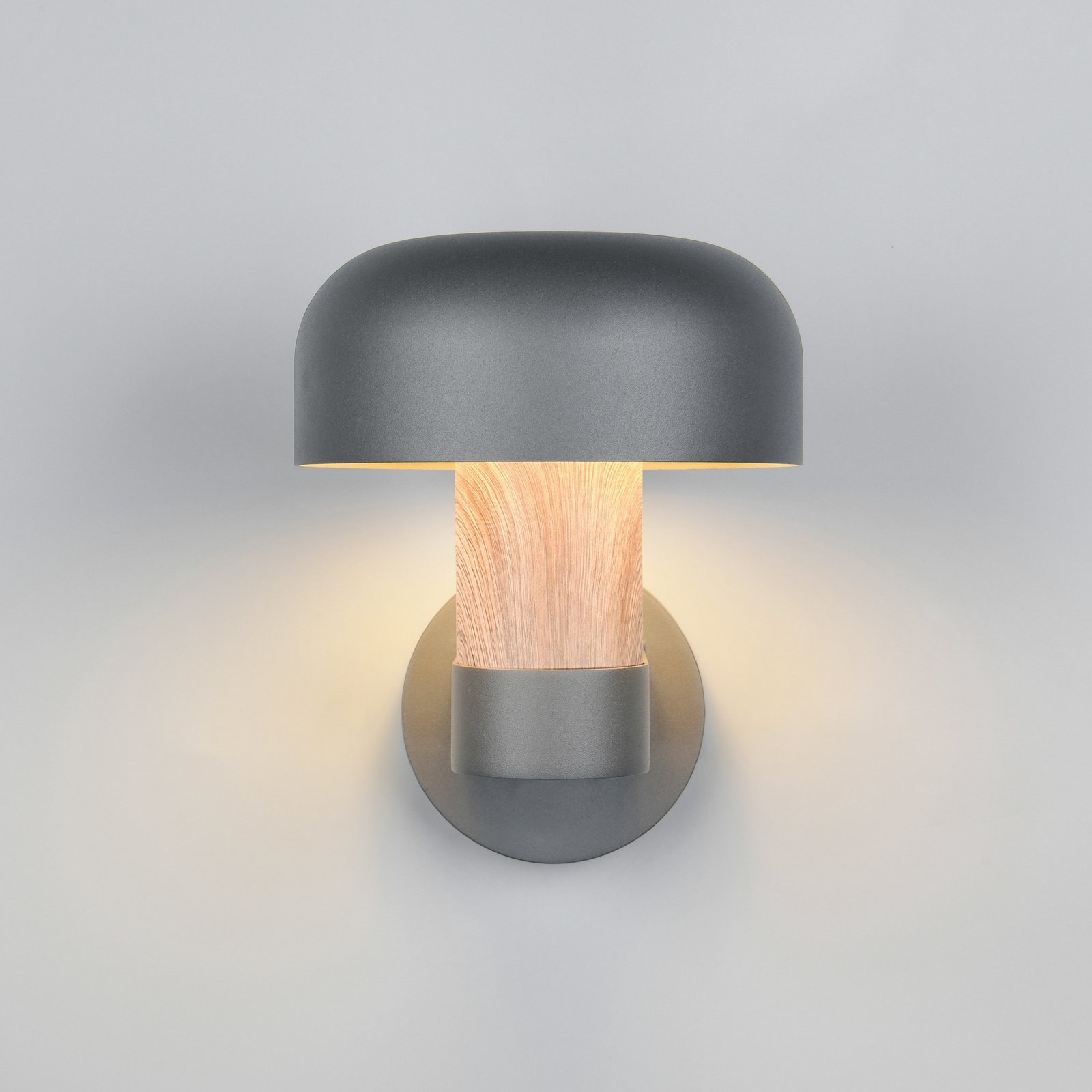 Außenwandleuchte Fraser, grau/Holzoptik, Alu, IP54, E27